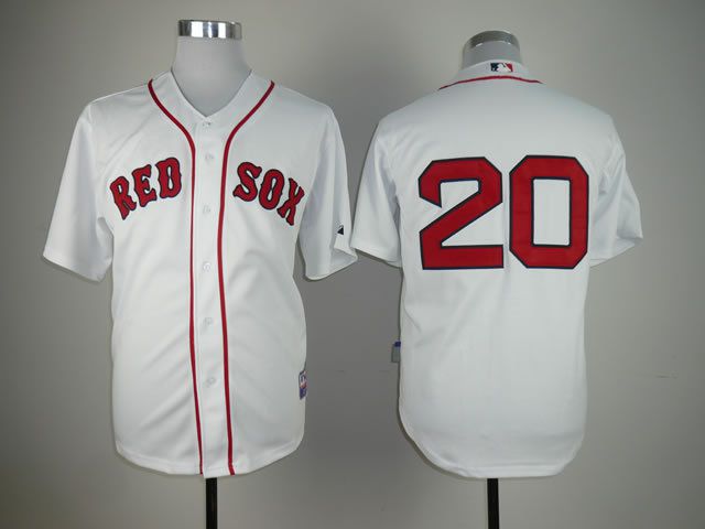 Men Boston Red Sox #20 Youkilis White MLB Jerseys->boston red sox->MLB Jersey
